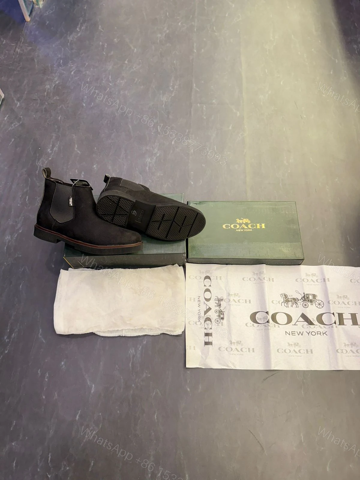 View 3 of First Copy COACH Suede Chelsea Boots