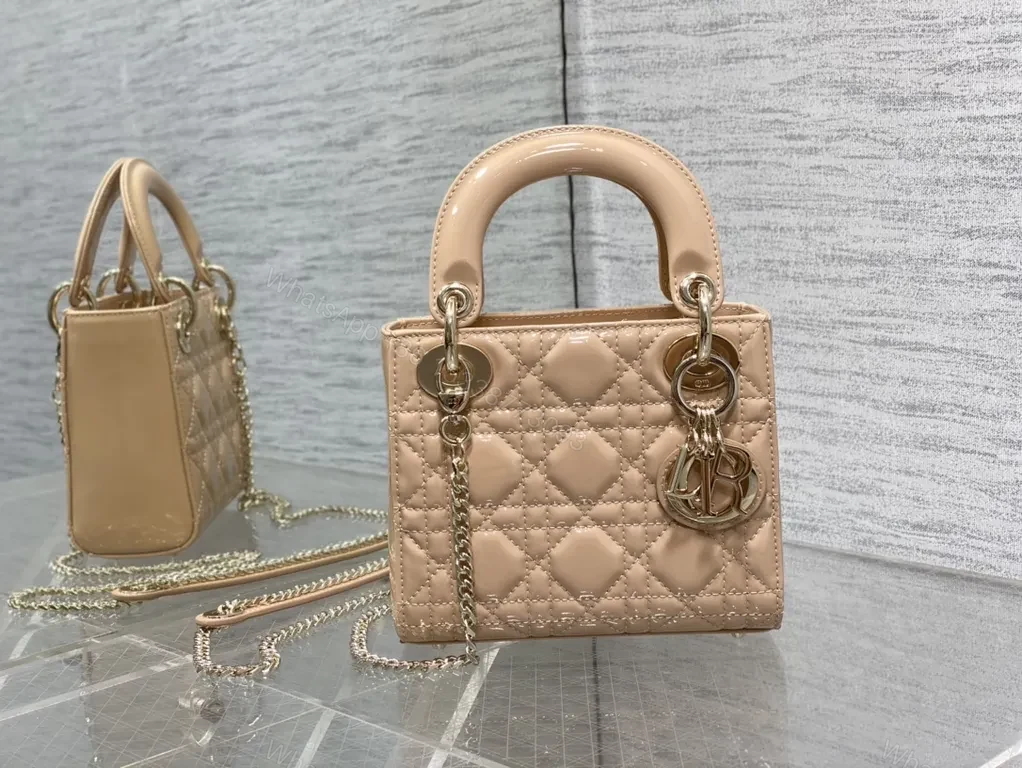 Chic Quilted Mini Handbag – Gold Chain & Charms, Nude — view 1