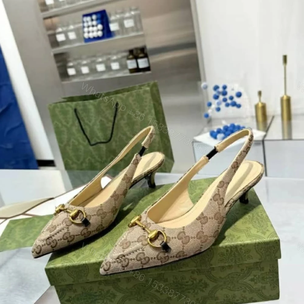View 2 of Gucci Women’S GG Canvas Slingback Pump Beige And Ebony Original GG Canvas 782627 2HK80 9763
