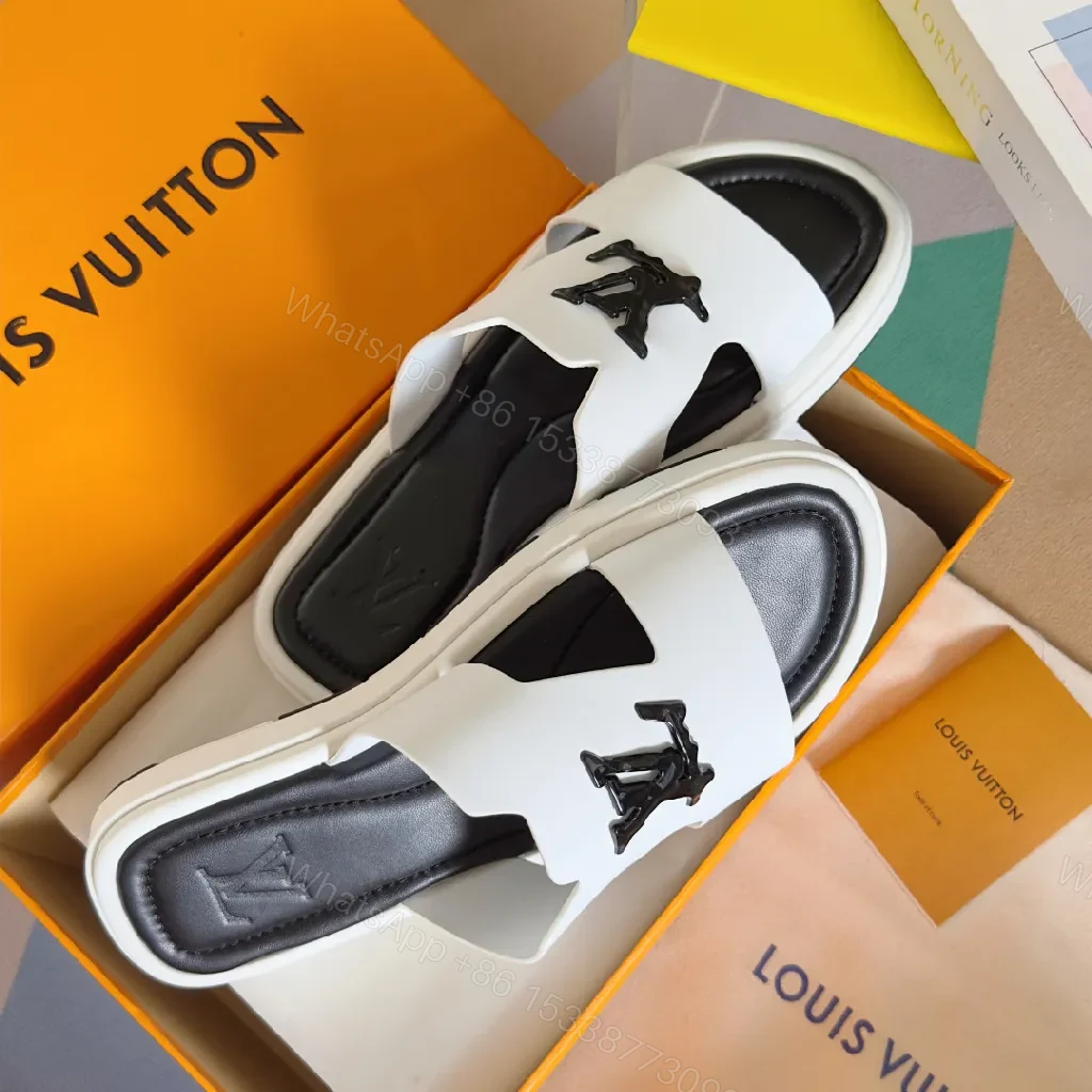 View 7 of Monochrome PU Slides with Logo Detail – Premium Comfort
