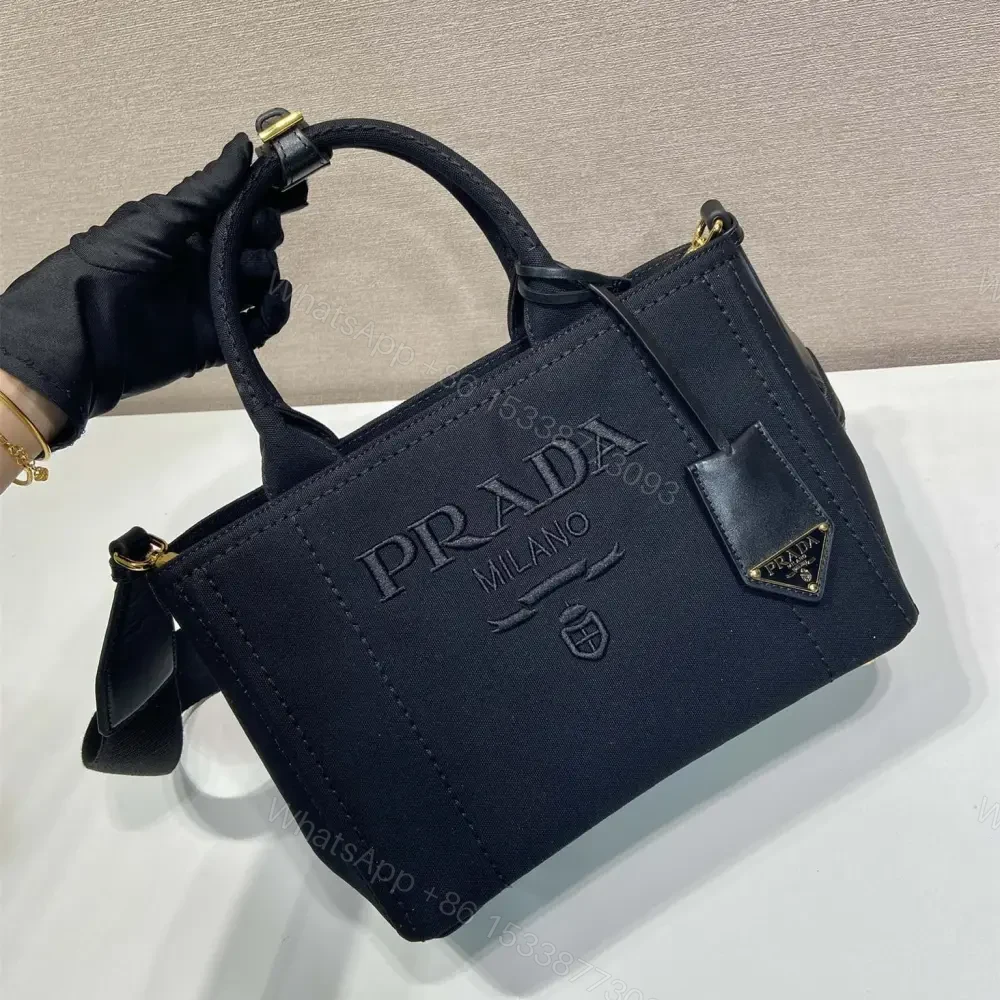 View 4 of 高仿Prada*1BG464刺繡徽標Tote包黑色小號免檢版
