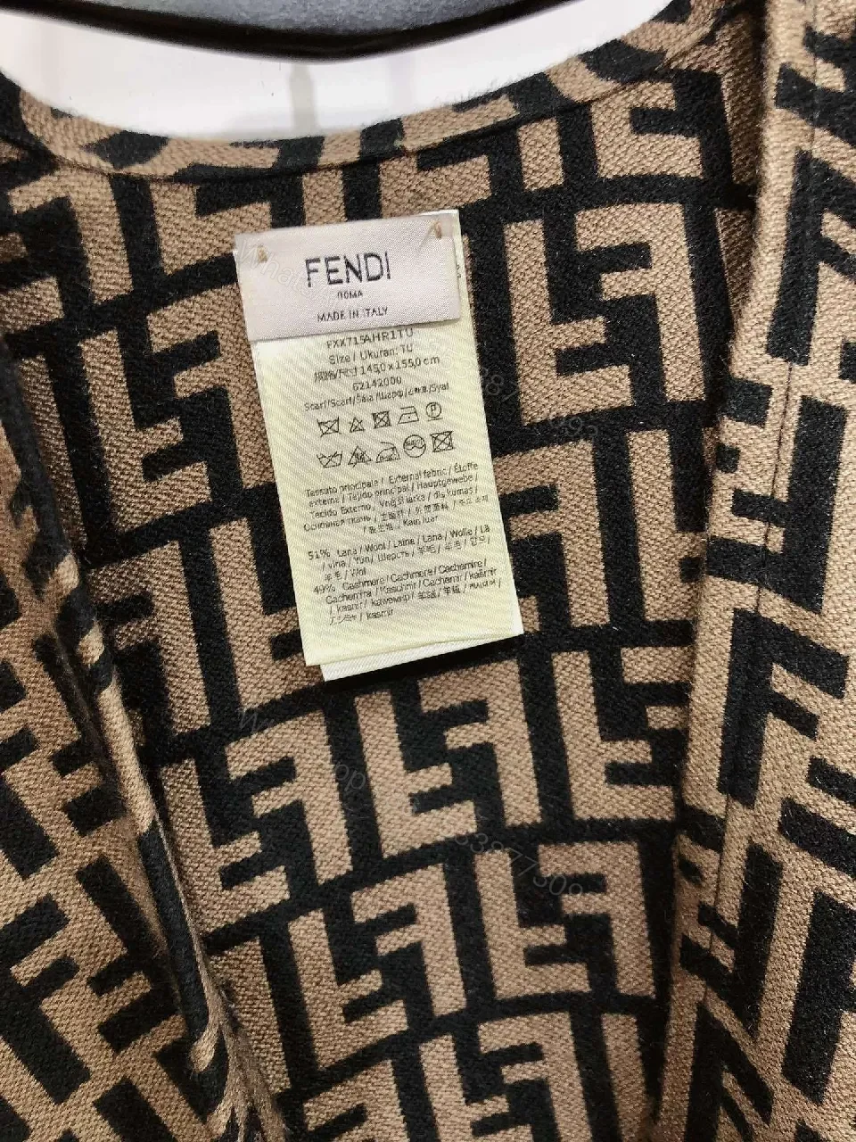 View 5 of Two-Tone Knit Poncho: Luxe Pattern & Soft Fringe