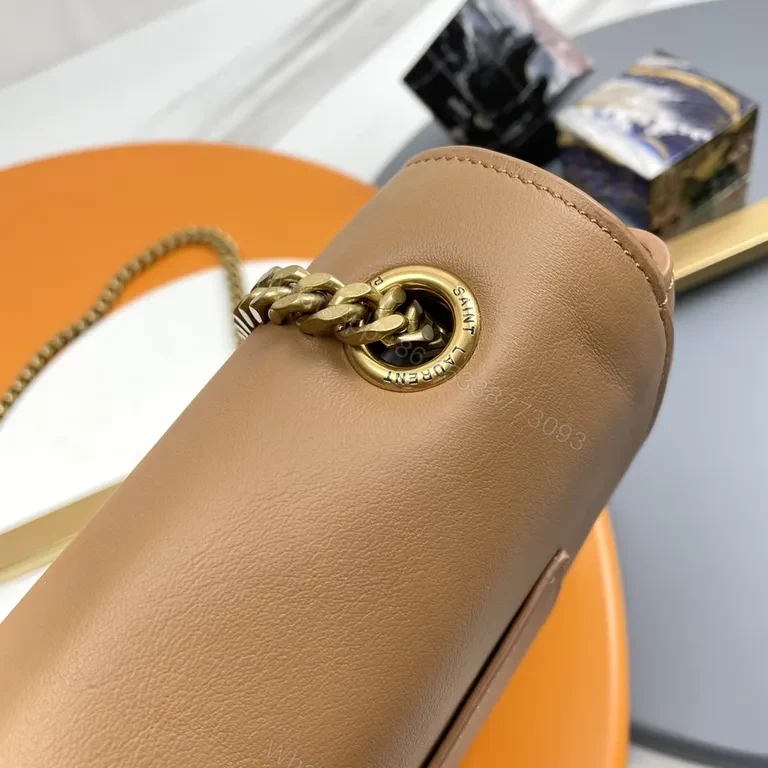 View 5 of Gold-Tone Logo Crossbody Bag: Minimal Leather Luxury