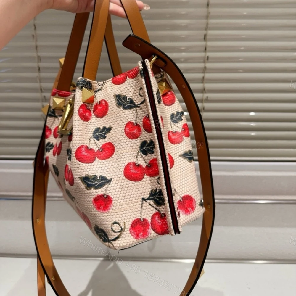View 4 of VALENTINO GARAVANI VLOGO SIGNATURE CHERRYFIC MOTIF BAG BEIGE 26CM