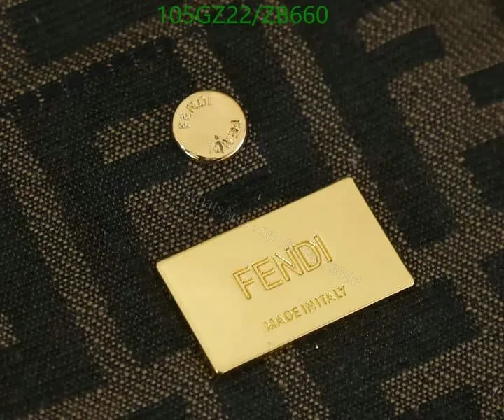 View 5 of Fendi Lookalike Baguette Bag in Coffee Fabric Interlace LZ69295