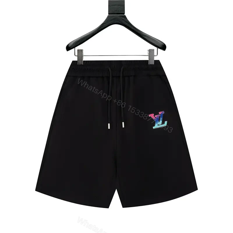 Compact Luxury Sweatshorts: Rainbow LV-Inspired Logo, Slim Fit — view 1