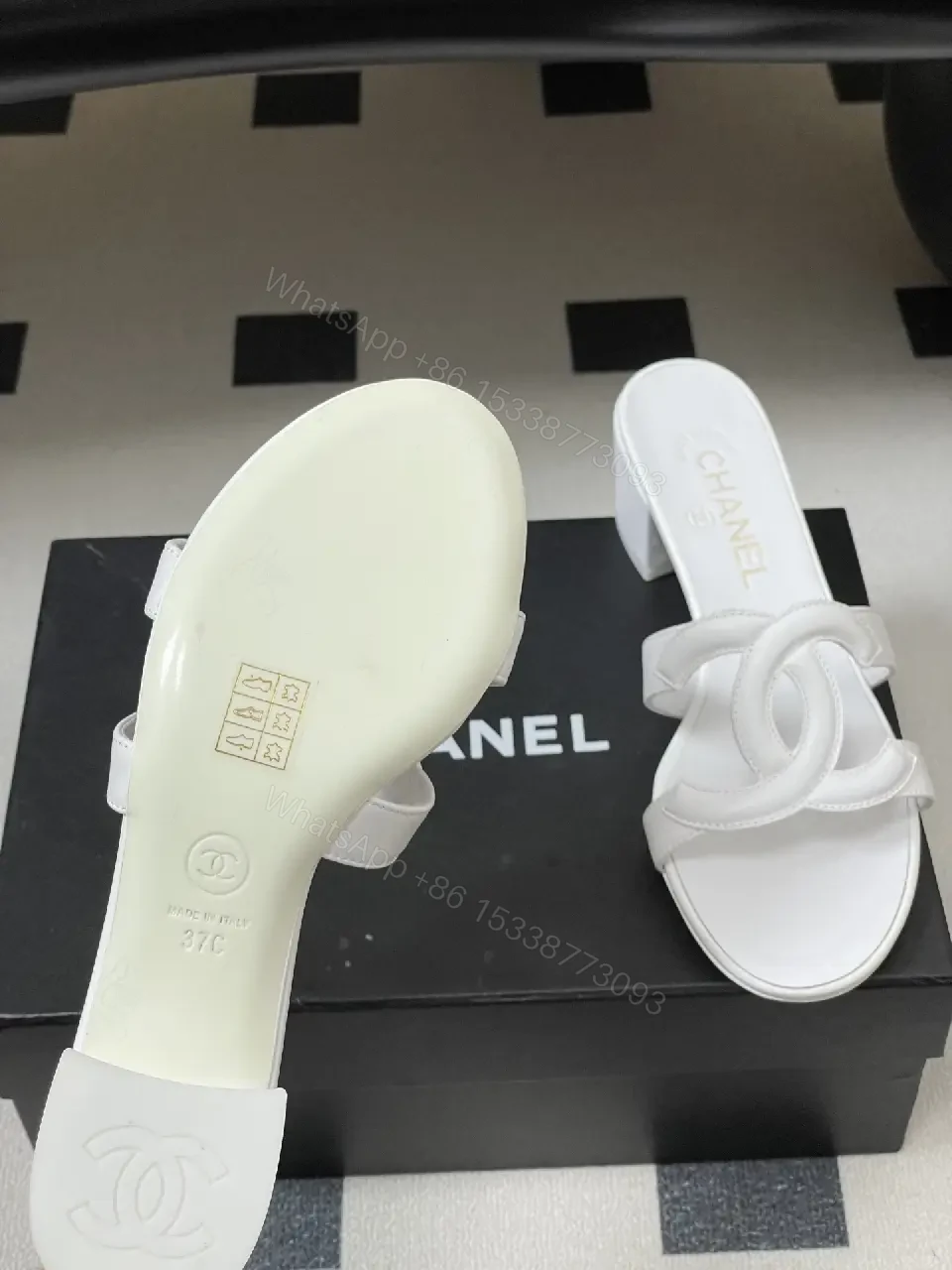 View 9 of White Calfskin Block-Heel Sandals: Couture-Inspired Comfort