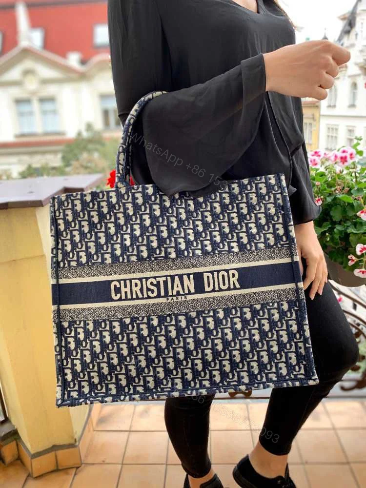 View 10 of Christian Dior Book Tote Bag In Dior Oblique Motif Embroidery First Copy | AAA+ Replica