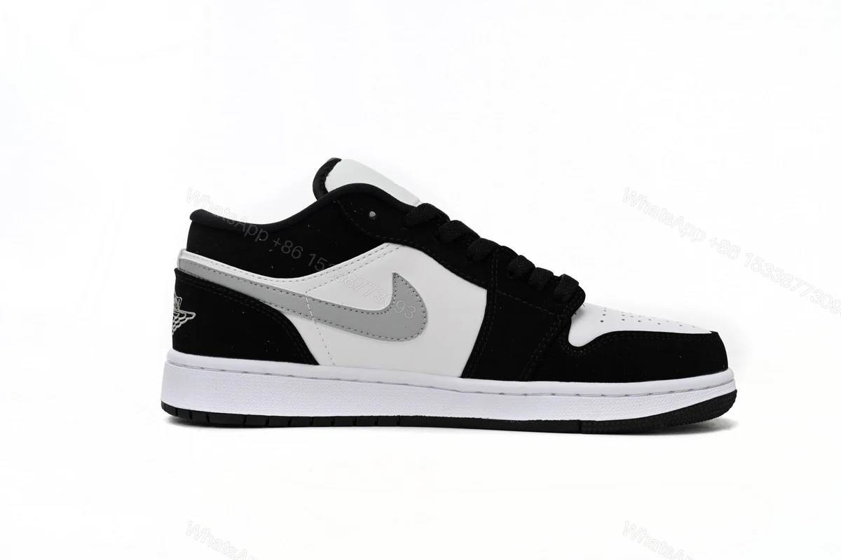 View 2 of Air Jordan 1 Low Black and White Gray 552780-018