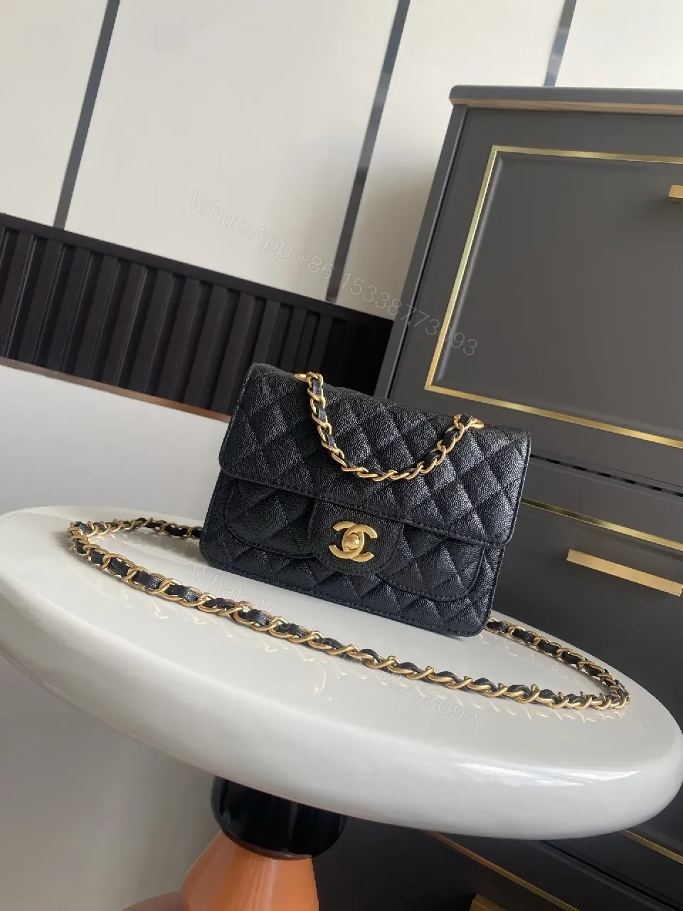 Black Quilted Flap Bag with Gold Chain - Timeless Luxe Signature — view 1