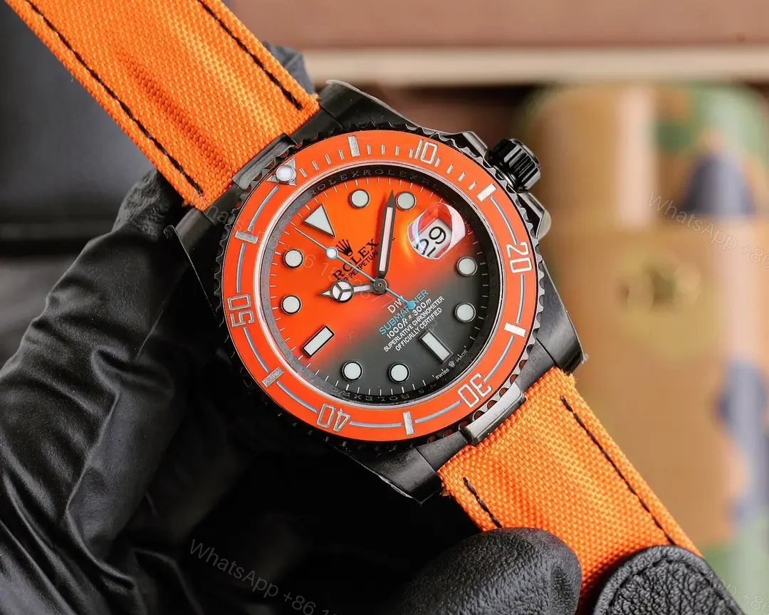 View 2 of Best Rolex DIW Submariner Orangereplica 4oMM Orange Velcro Strap Edition RG-DIW-SUB-ORANGE-VELCRO-40