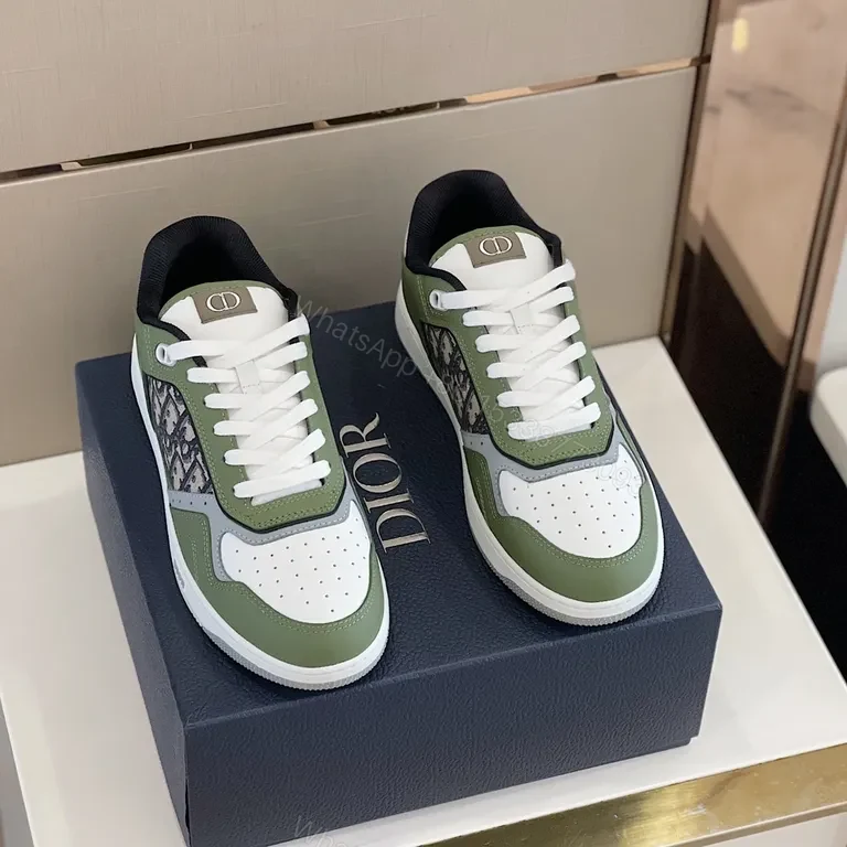 View 8 of Olive White Luxe Low-Top Sneaker with Signature Panel