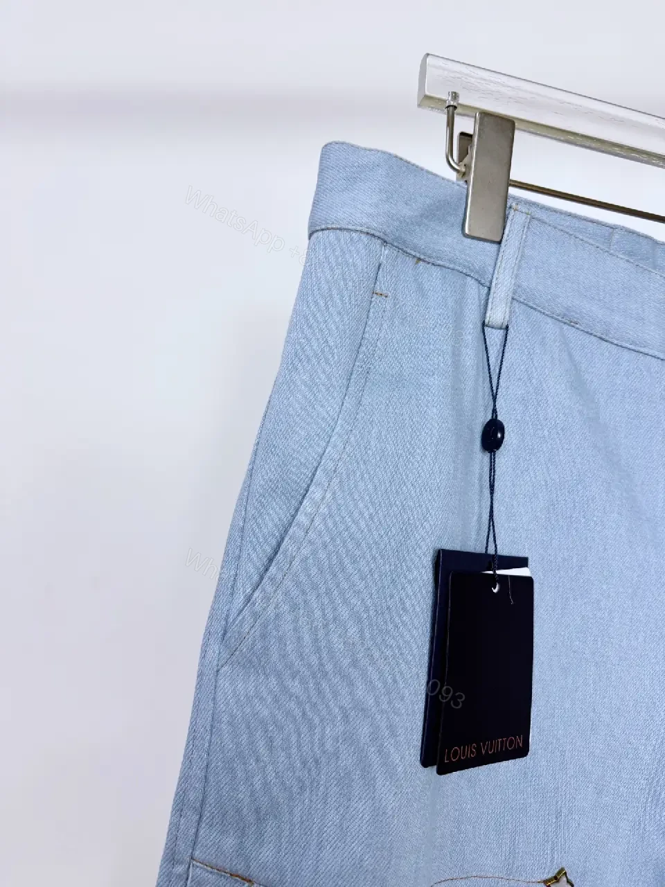 View 11 of Blue Denim Shorts with Embroidered Details, Louis Vuitton Style