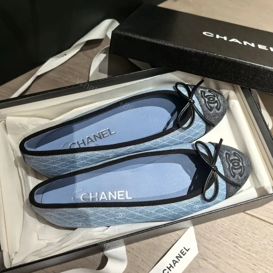View 6 of Denim-Texture Ballet Flats: Subtle Luxury, Everyday Comfort