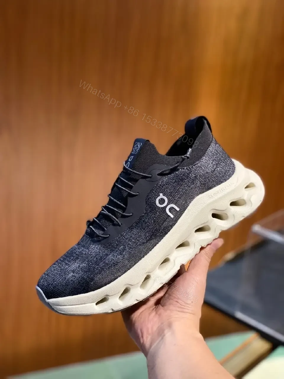 View 4 of Denim-Texture High-Top Sneakers: Everyday Luxury Comfort