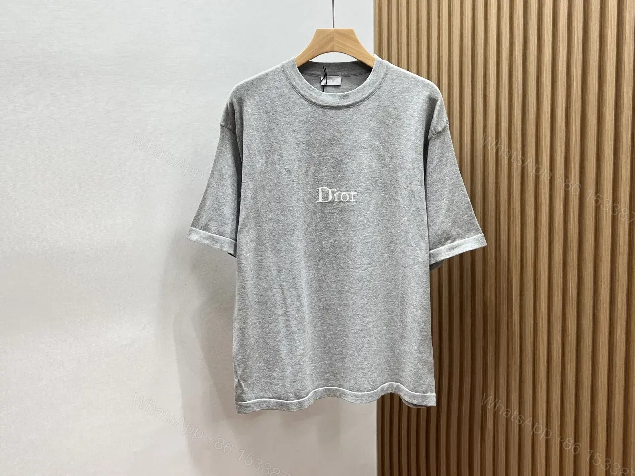 View 4 of Light Beige Cotton Knit Tee - Casual Relaxed Fit Short Sleeve