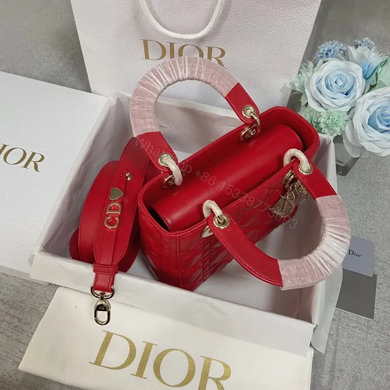View 9 of Bold Red Satchel: Quilted Leather with Dior-Style Charms