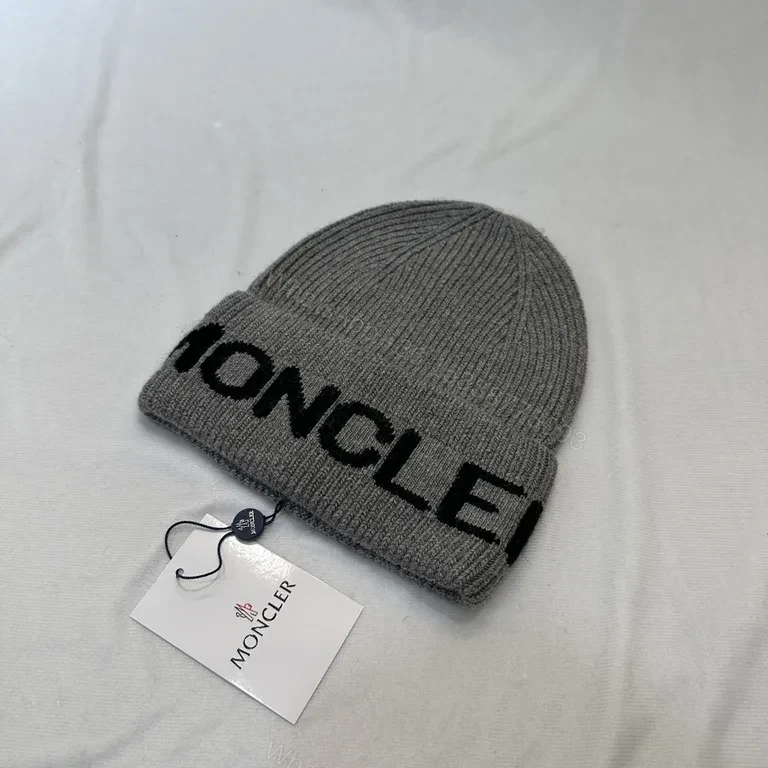 View 3 of Minimalist Moncler Knit Beanie: Luxury Logo Warmth