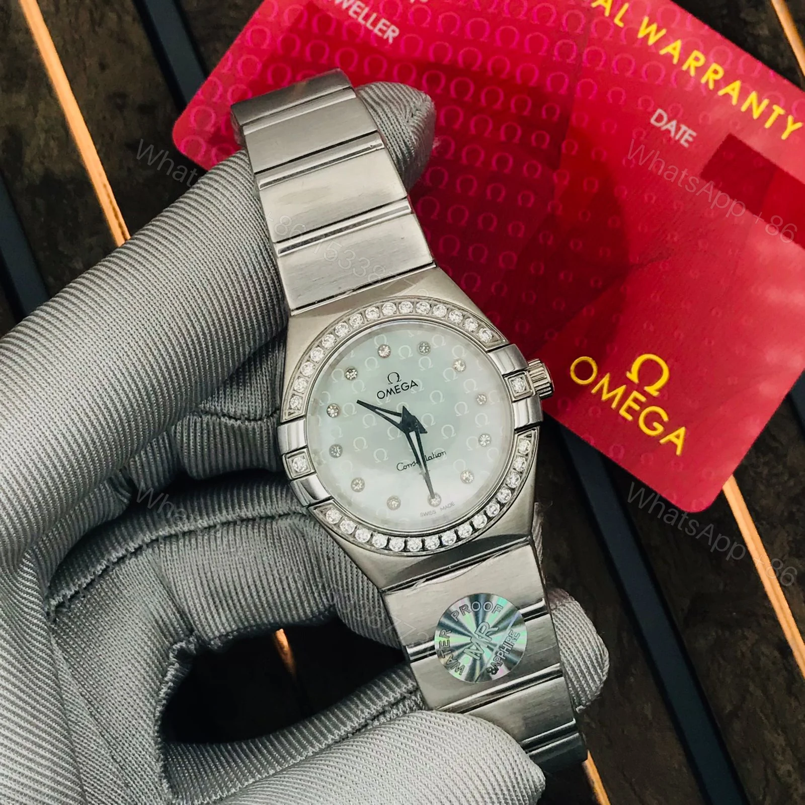 Omega Silver Diamond Stainless Steel Constellation 123.15.24.60.52.001 — view 1