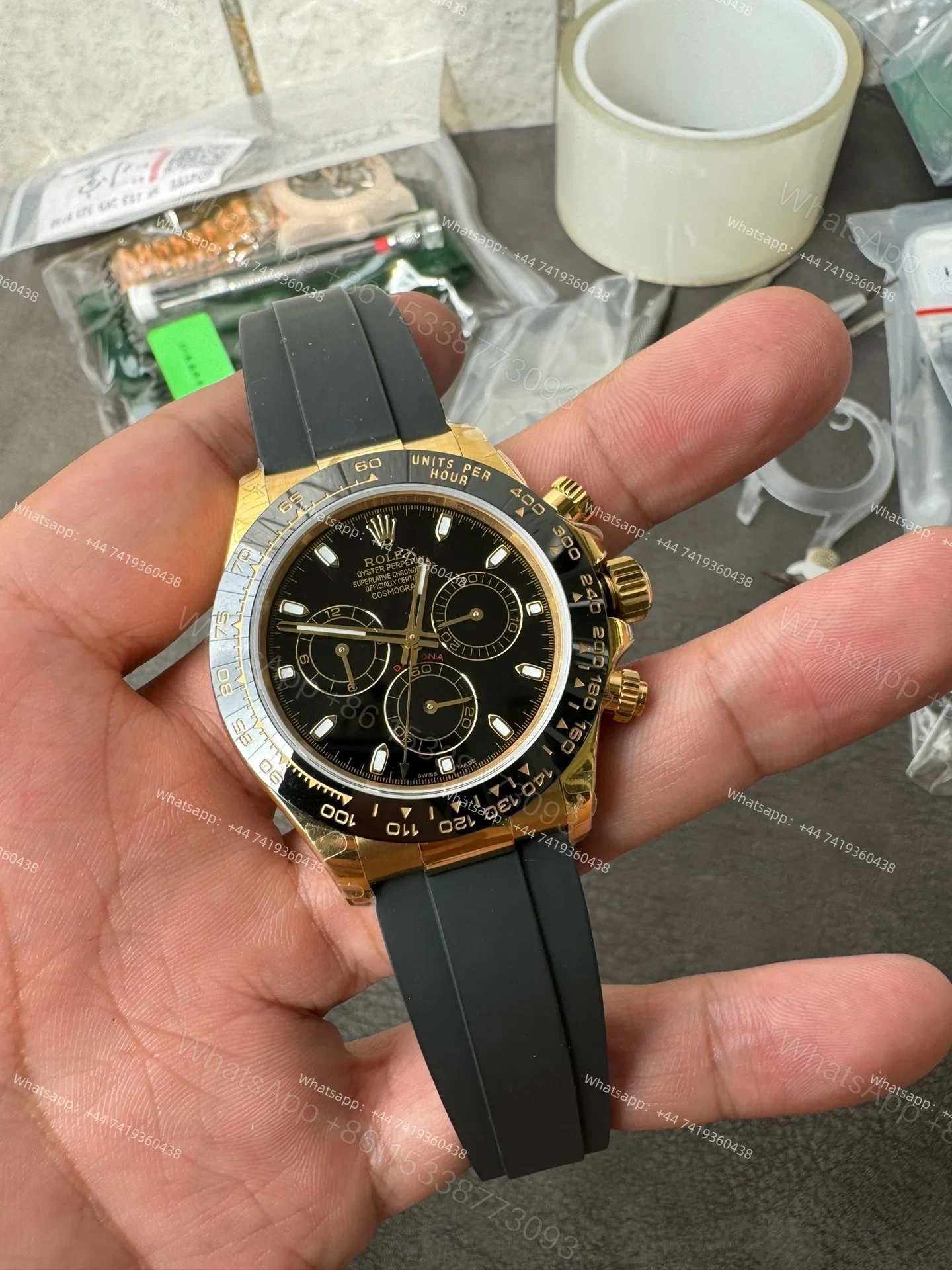 View 3 of Rolex Daytona 1:1 Replica – M116518LN-0035 Black Dial Gold Case 4130 Super Clone
