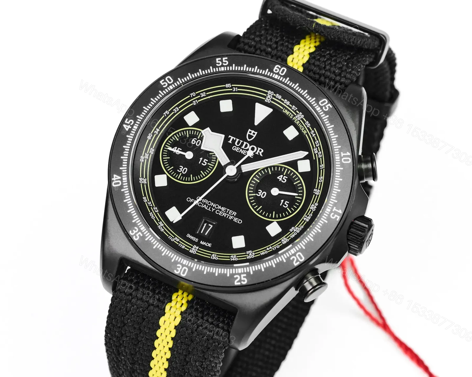 View 2 of Tudor FXD Chronograph Black Dial Yellow Stripe Strap Premium 43MM TUD-FXD-YLW-43