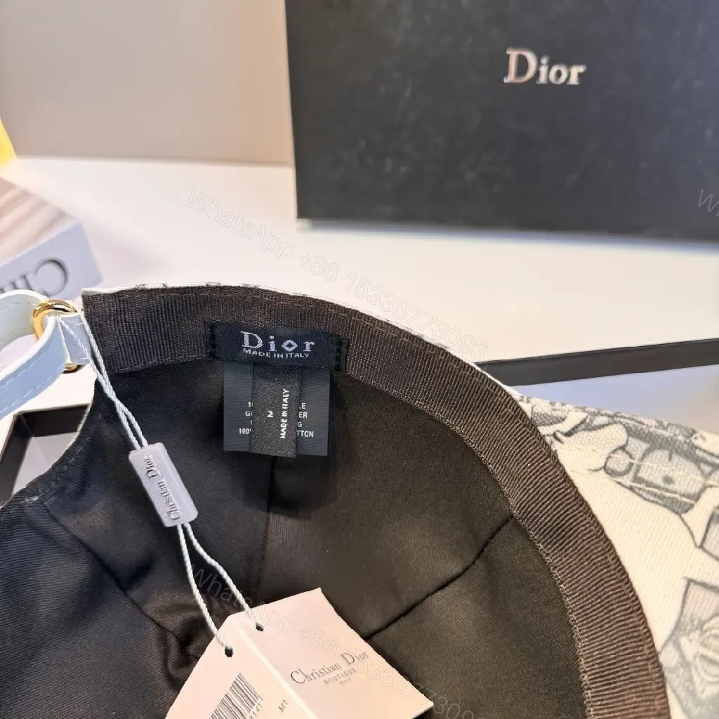 View 2 of White Cap Baseball DIOR Cartoon Print ComfortFit Cap