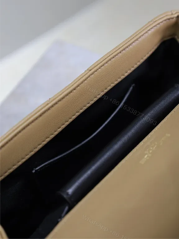 View 3 of Chic Camel Leather Flap Bag with YSL-Hardware Luxury