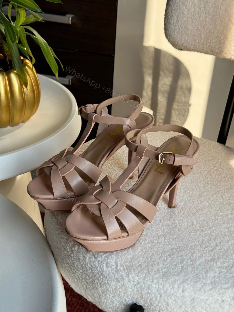 View 10 of Saint Laurent Dusty Leather Tribute Sandals