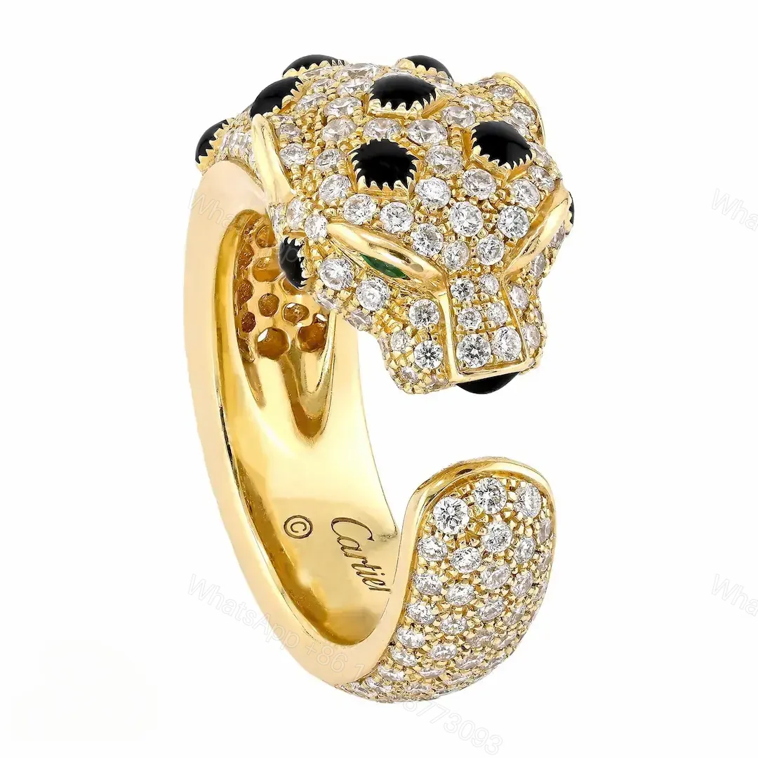 View 5 of 18k Gold Cartier Panthere Ring Pave Diamonds