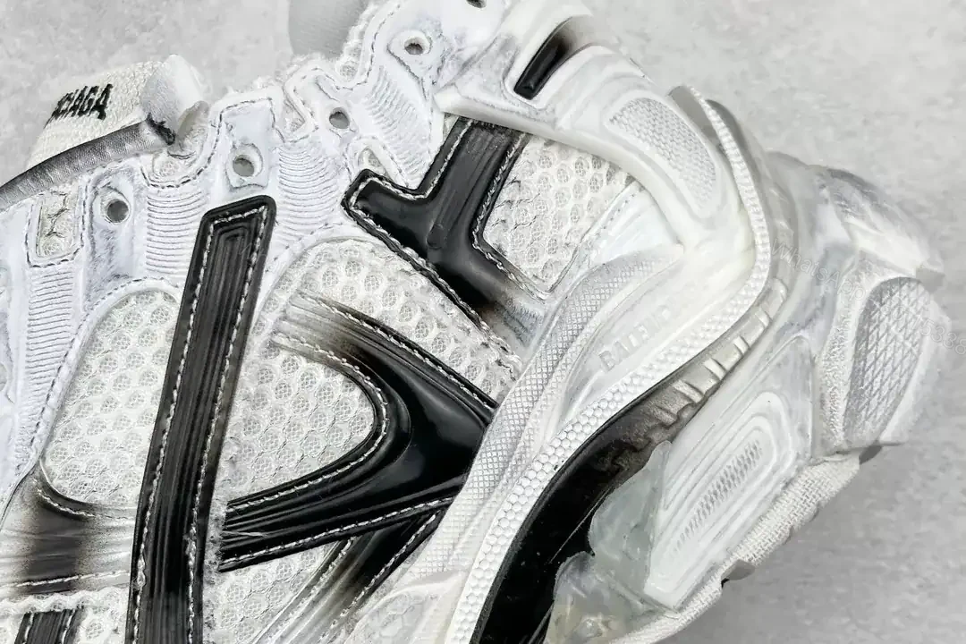 View 6 of BALENCIAGA RUNNER GRADIENT SNEAKER IN WHITE AND BLACK POLYURETHANE AND POLYESTER – BB265