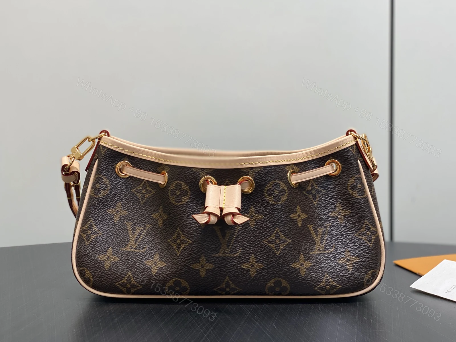 LV A貨女士腋下包抽繩設計經典老花百搭款 — view 1