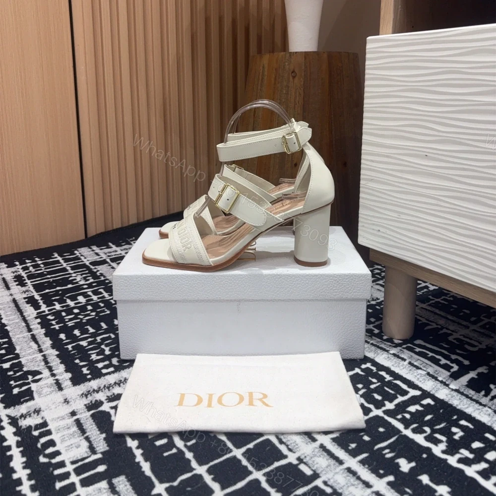 View 2 of 高仿Dior*Dway3系列KDO182高跟刺繡涼鞋白色免檢版