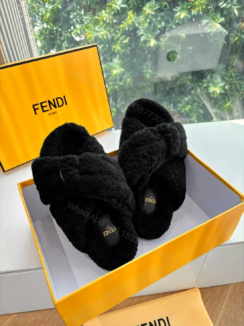 View 6 of Black Faux Fur Slip-Ons: Lux Cozy Couture Comfort