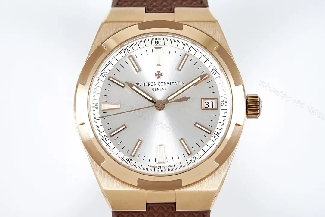 View 4 of Vacheron Constantin Overseas Rose Gold Watch with Brown Leather Strap, 41mm Stainless Steel Case, Sapphire Crystal, 5100 Automatic Movement, 150m Water Resistance, Interchangeable Strap System