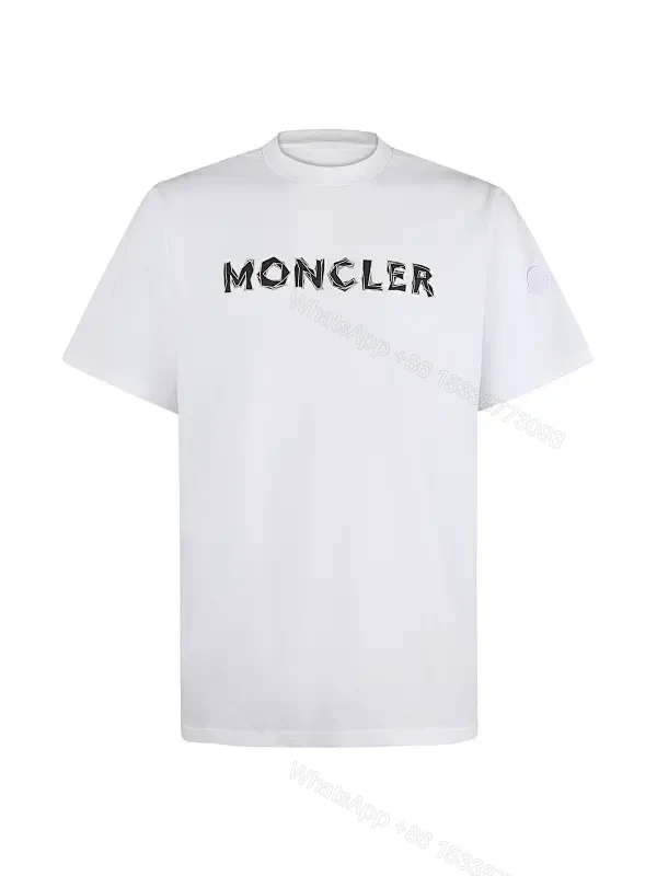 White Cotton Moncler Tee: Subtle Luxury Everyday Comfort — view 1