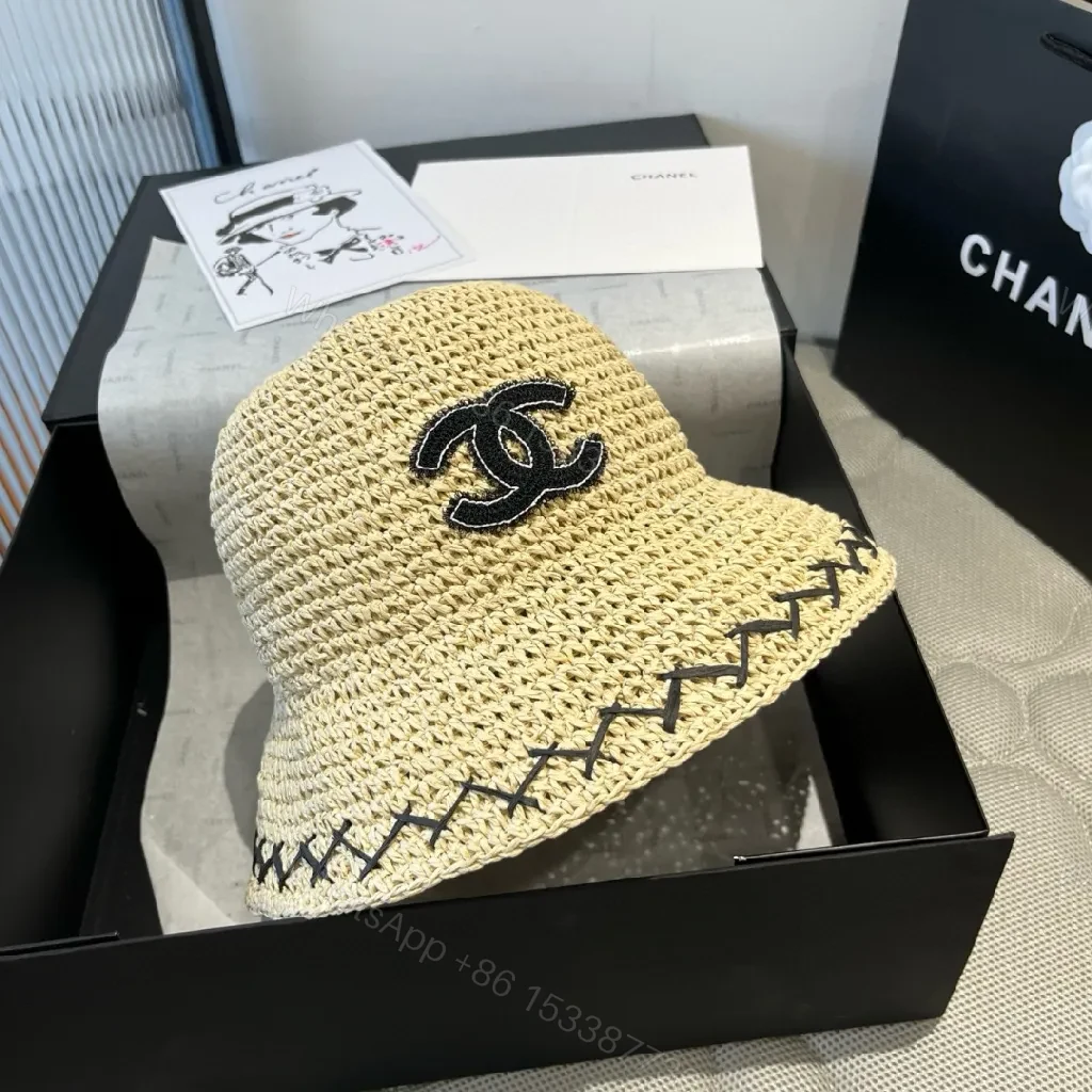 View 9 of Straw-Woven Hat: Couture Sun-Stapled Chanel-Style Brim