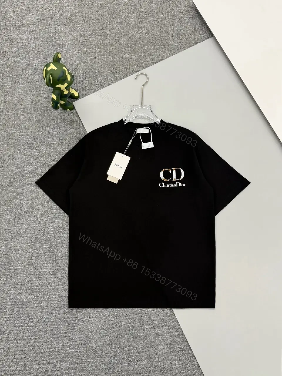 View 11 of Minimalist Black Cotton Tee with Logo Embroidery Luxury Casual Top