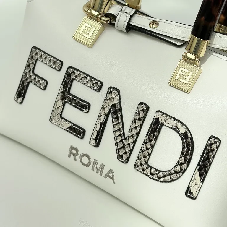 View 6 of Chic Fendi Satchel: White Leather, Logo, Versatile Luxury