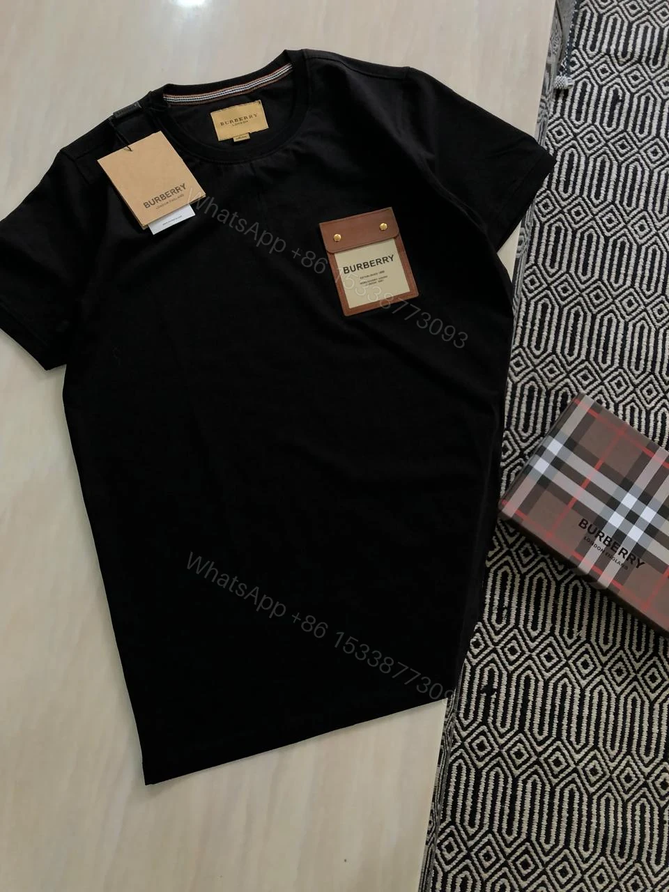 View 3 of First Copy Burberry Cotton Lycra Tee