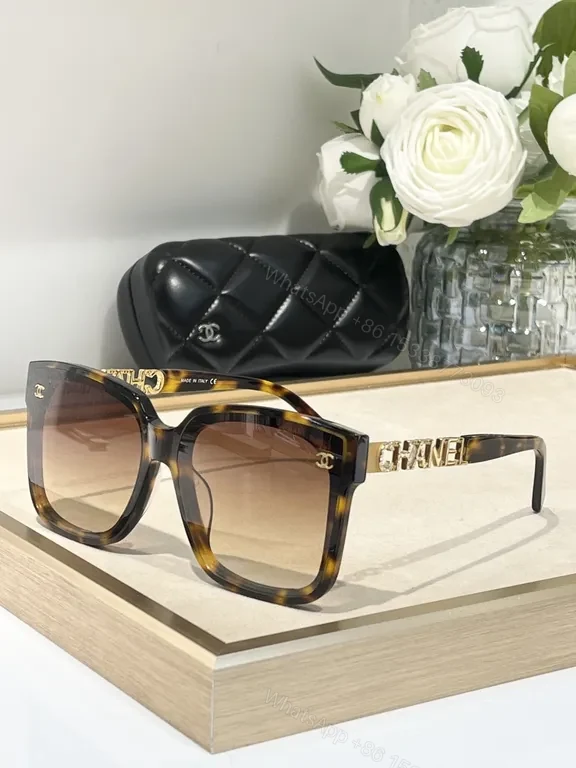 View 2 of White Acetate Oversized Sunglasses - CHANEL-Inspired Luxury Comfort