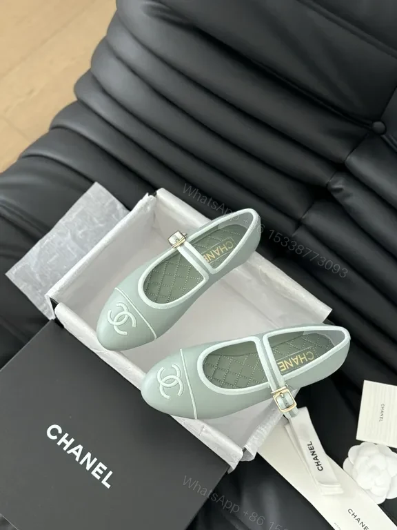View 8 of Pastel Green Chanel-Inspired Mary Jane Flats: Modern Luxury Shoes