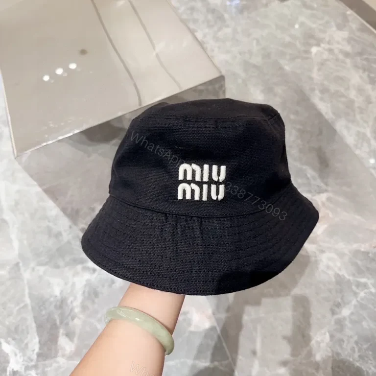 View 7 of Chic Minimalist Miu Miu-Inspired Logo Bucket Hat