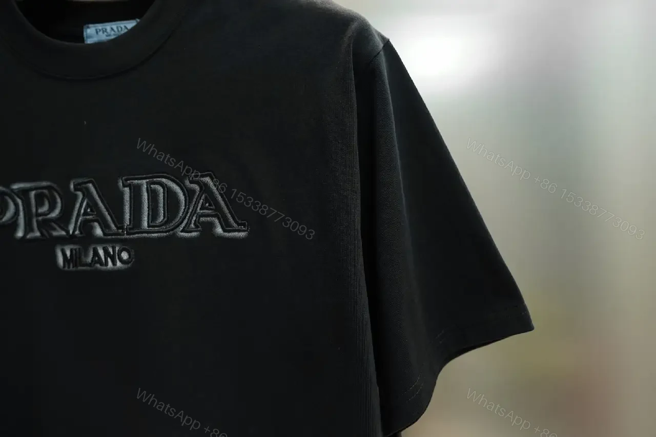 View 4 of black cotton logo-embossed T-shirt for everyday luxury