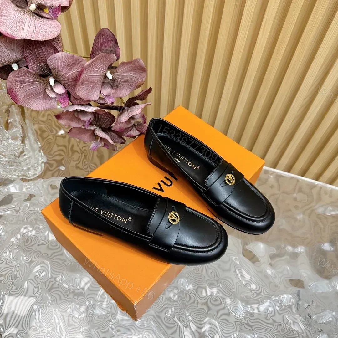 View 4 of LV Women Black Leather Loafers