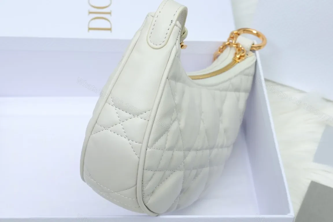 View 8 of Chic Quilted Mini Bag with Gold Chain Strap, Off-White Luxe