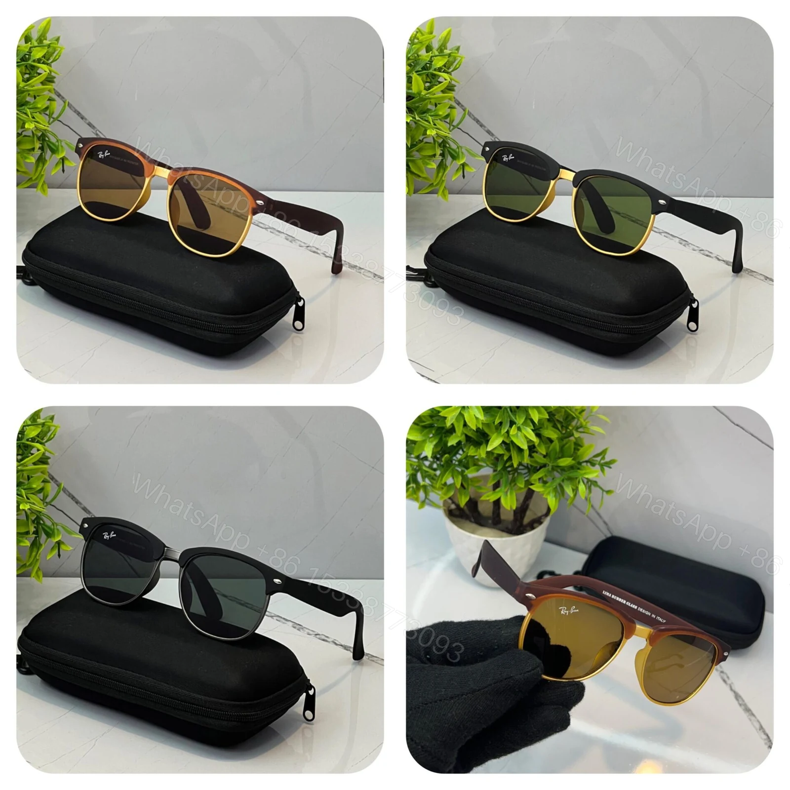 View 4 of Ray-Ban Men’s Black-Brown-Green Sunglasses