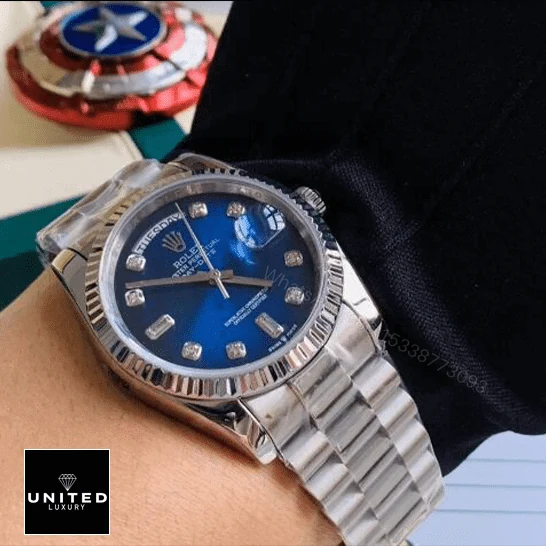 View 5 of Rolex Day-Date 128239 Blue Dial With Diamond Replica