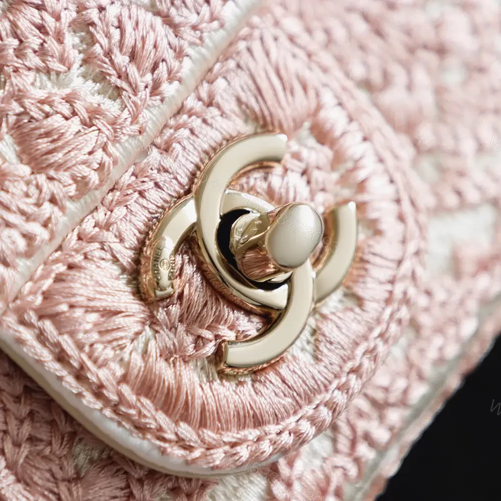 View 9 of pink glitter fabric Chanel-inspired shoulder bag with chain strap for everyday luxury