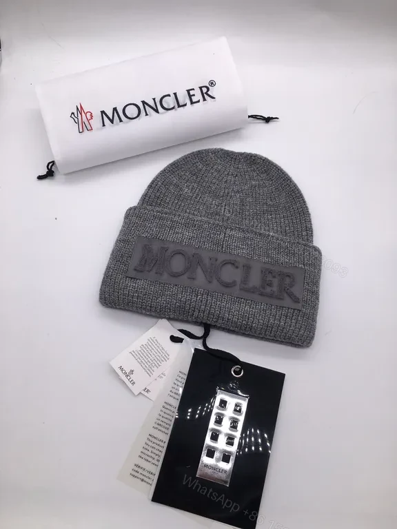 Moncler Knit Beanie: Minimalist Texture, Warmth, Logo Patch — view 1