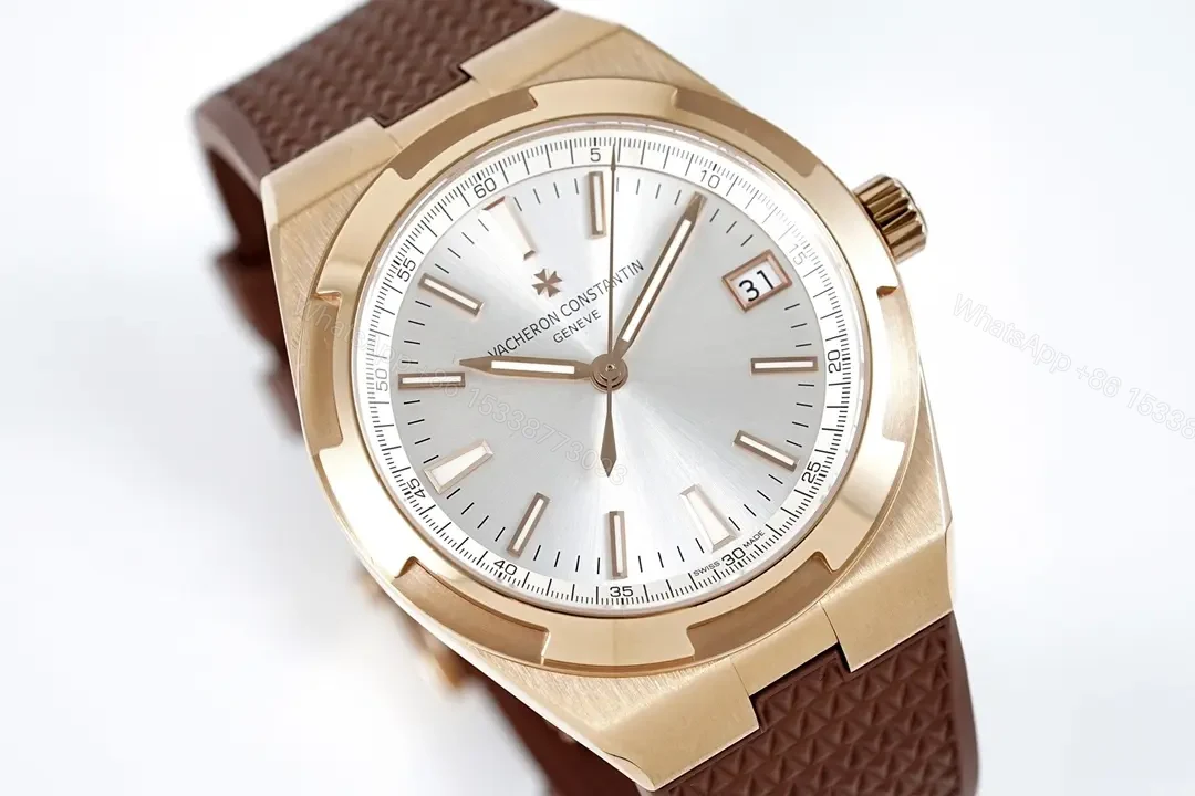 View 5 of Vacheron Constantin Overseas Rose Gold Watch with Brown Leather Strap, 41mm Stainless Steel Case, Sapphire Crystal, 5100 Automatic Movement, 150m Water Resistance, Interchangeable Strap System